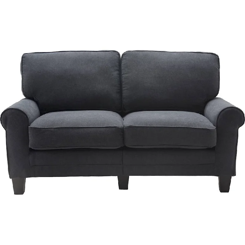 Serta Copenhagen 2-Seat Polyester Fabric Loveseat Charcoal