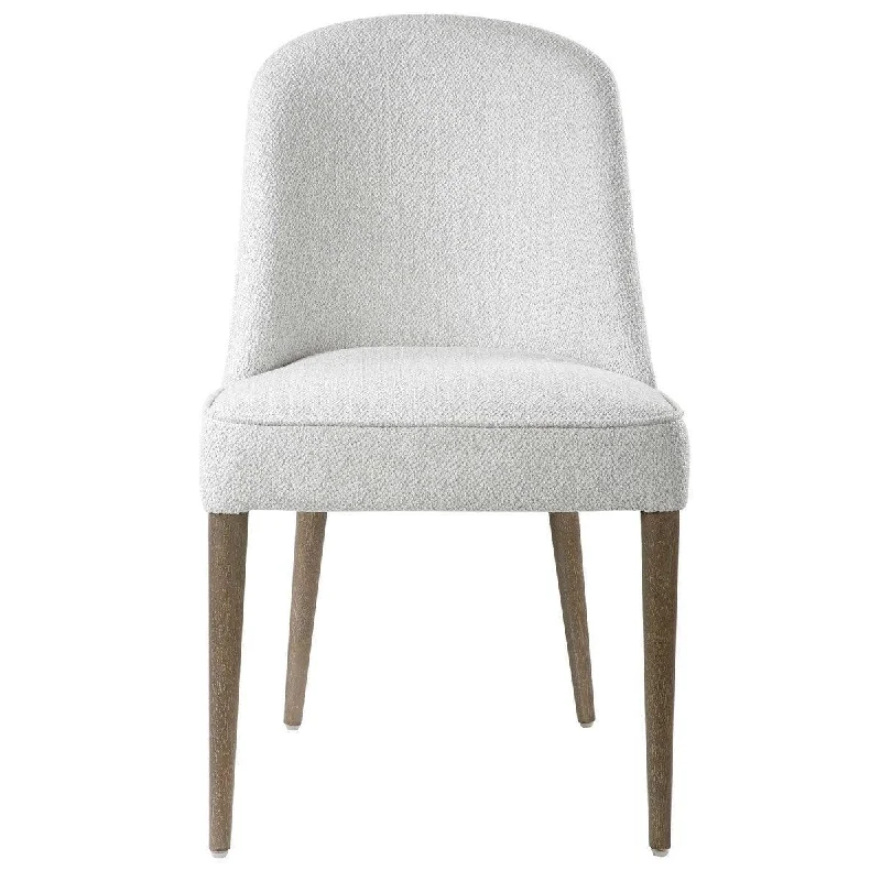 Set of 2 Modern Textured  Off-White Upholstered Armless Dining Chairs