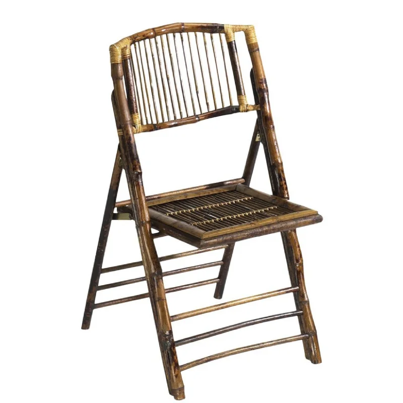 Set of Four Rattan Folding Chairs in Glossy Tortoise Finish