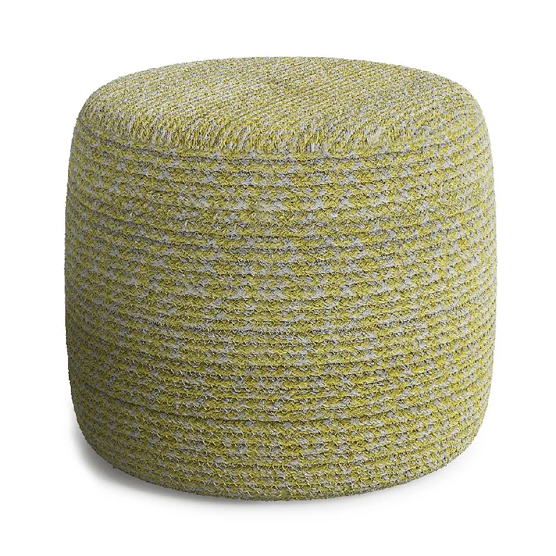 Simpli Home - Bayley Round Braided Pouf - Muted Yellow and Natural