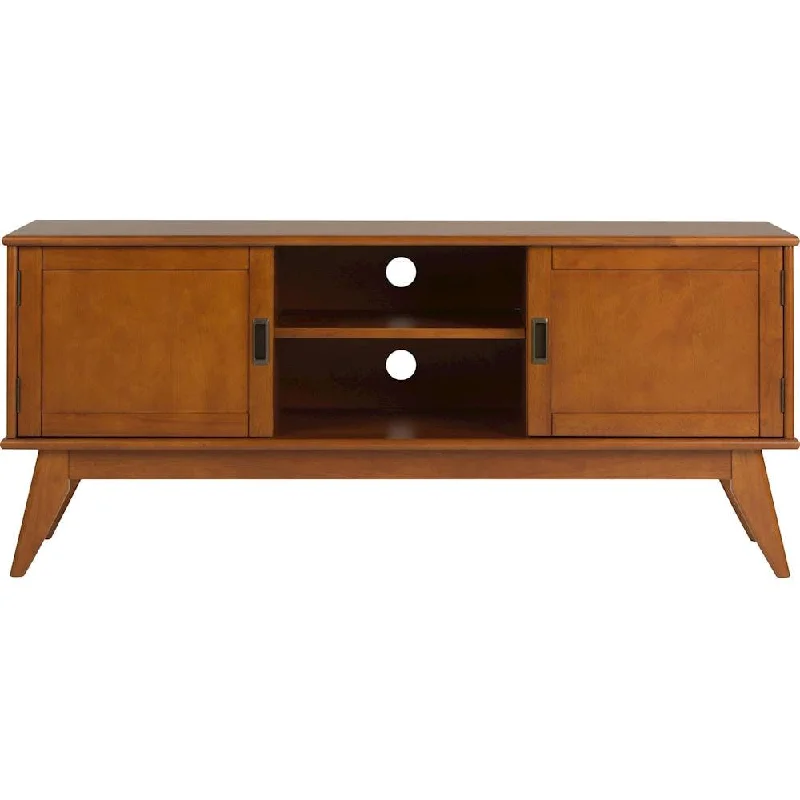 Simpli Home Draper Mid Century TV Cabinet for Most TVs Up to 66" - Teak Brown 3AXCDRP-07