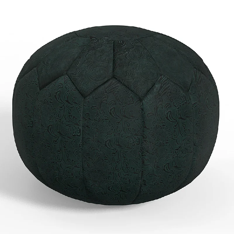 Simpli Home - Drury Round Pouf - Teal