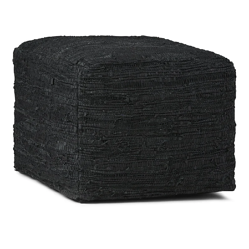 Simpli Home - Fredrik Square Pouf - Black