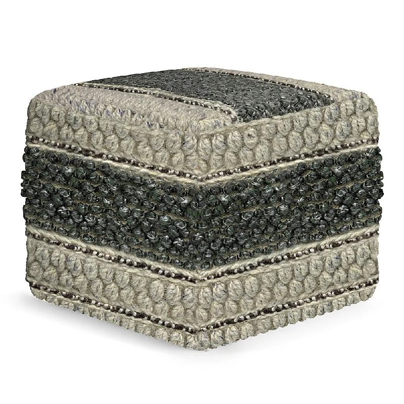 Simpli Home - Grady Square Pouf - Green and Natural