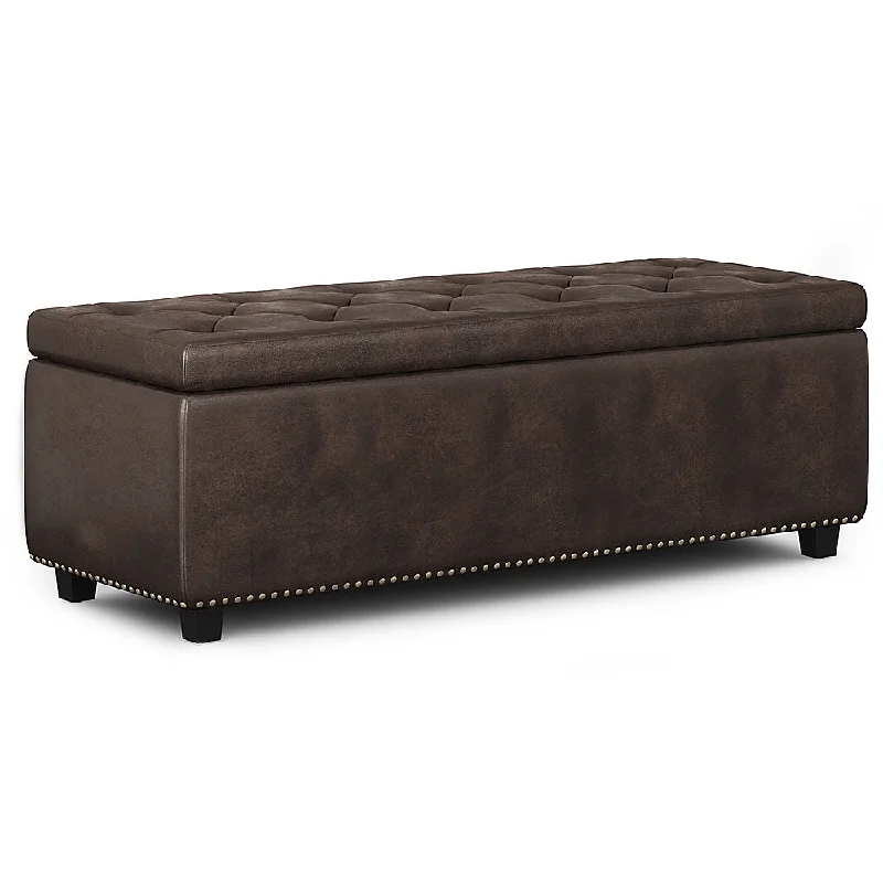 Simpli Home - Hamilton Storage Ottoman - Distressed Brown