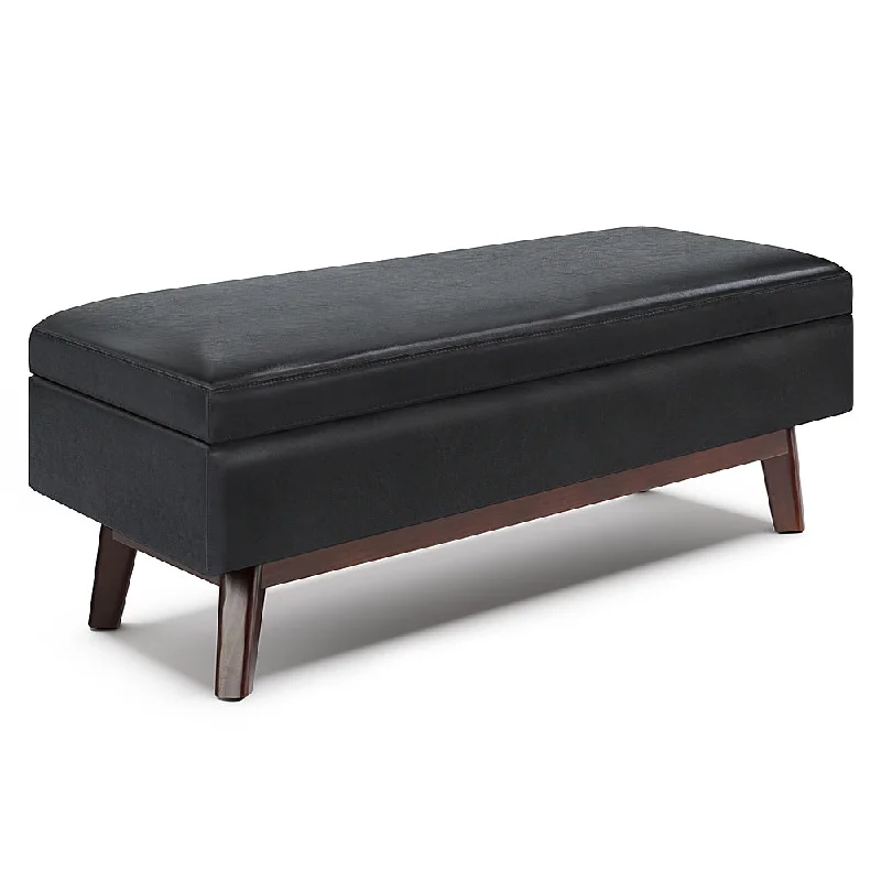 Simpli Home - Owen Rectangular Storage Ottoman - Midnight Black