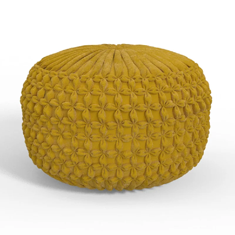 Simpli Home - Renee Round Pouf - Golden Yellow