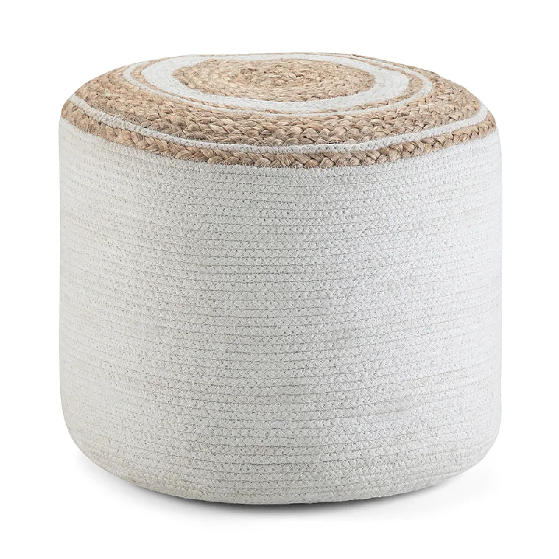 Simpli Home - Serena Round Braided Pouf - Natural