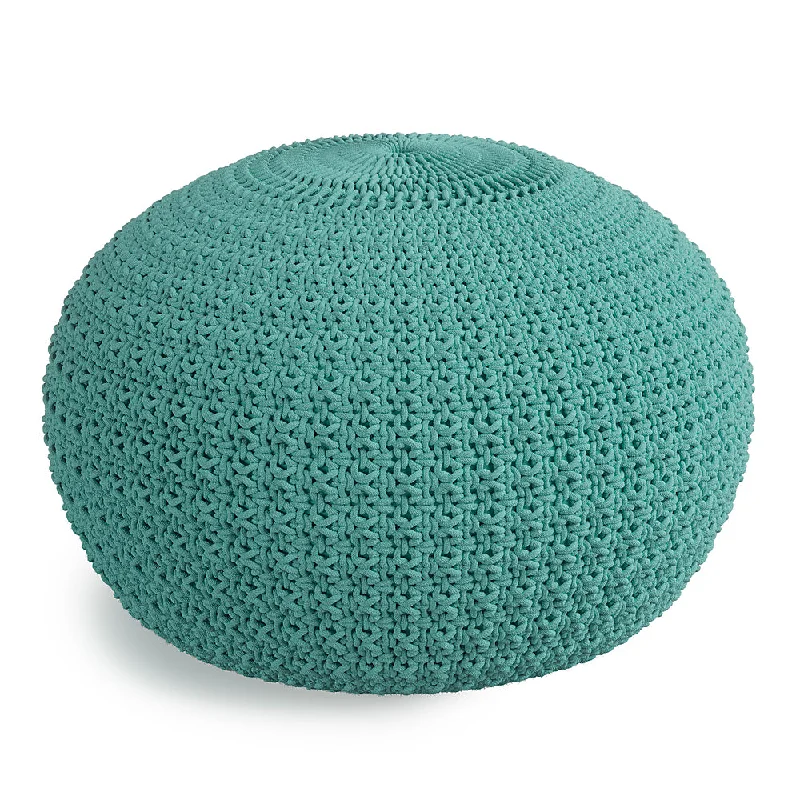 Simpli Home - Sonata Round Knitted Pouf - Aqua