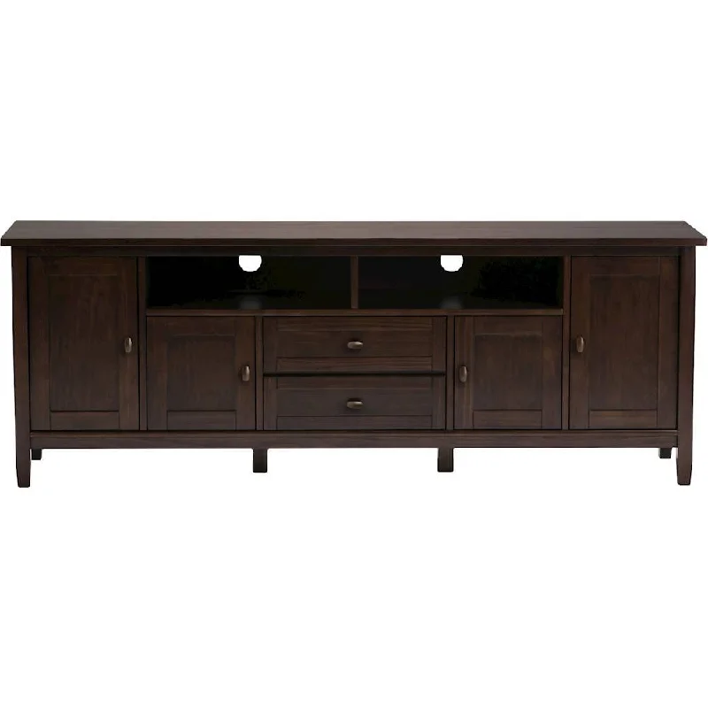 Simpli Home - Warm Shaker SOLID WOOD 72 inch Wide Transitional TV Media Stand in Tobacco Brown For TVs up to 80 inches - Tobacco Brown