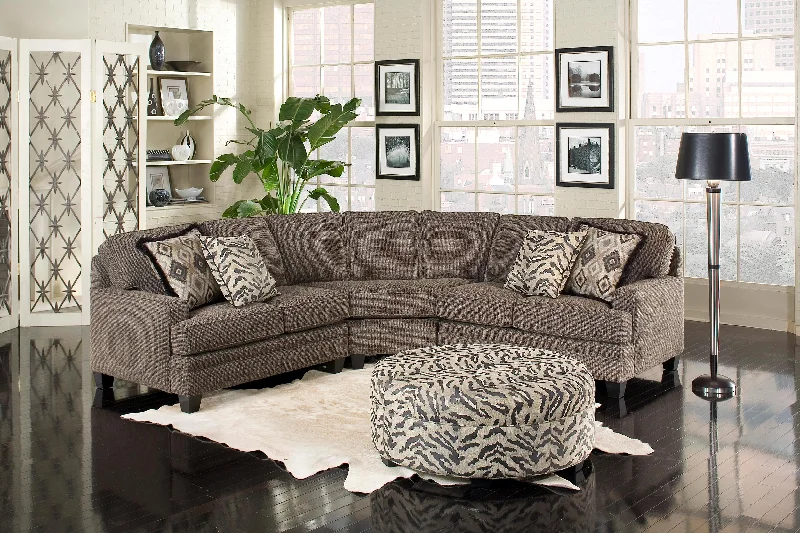 Smith Brothers 5331-C Fabric Sectional & 970 Fabric Ottoman