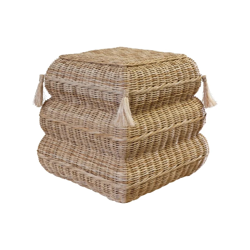 Tassled Handwoven Rattan Stool