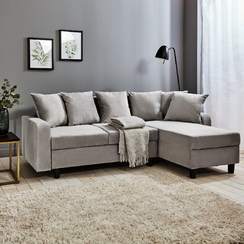 Tracy Corner Sofa - Grey Velvet