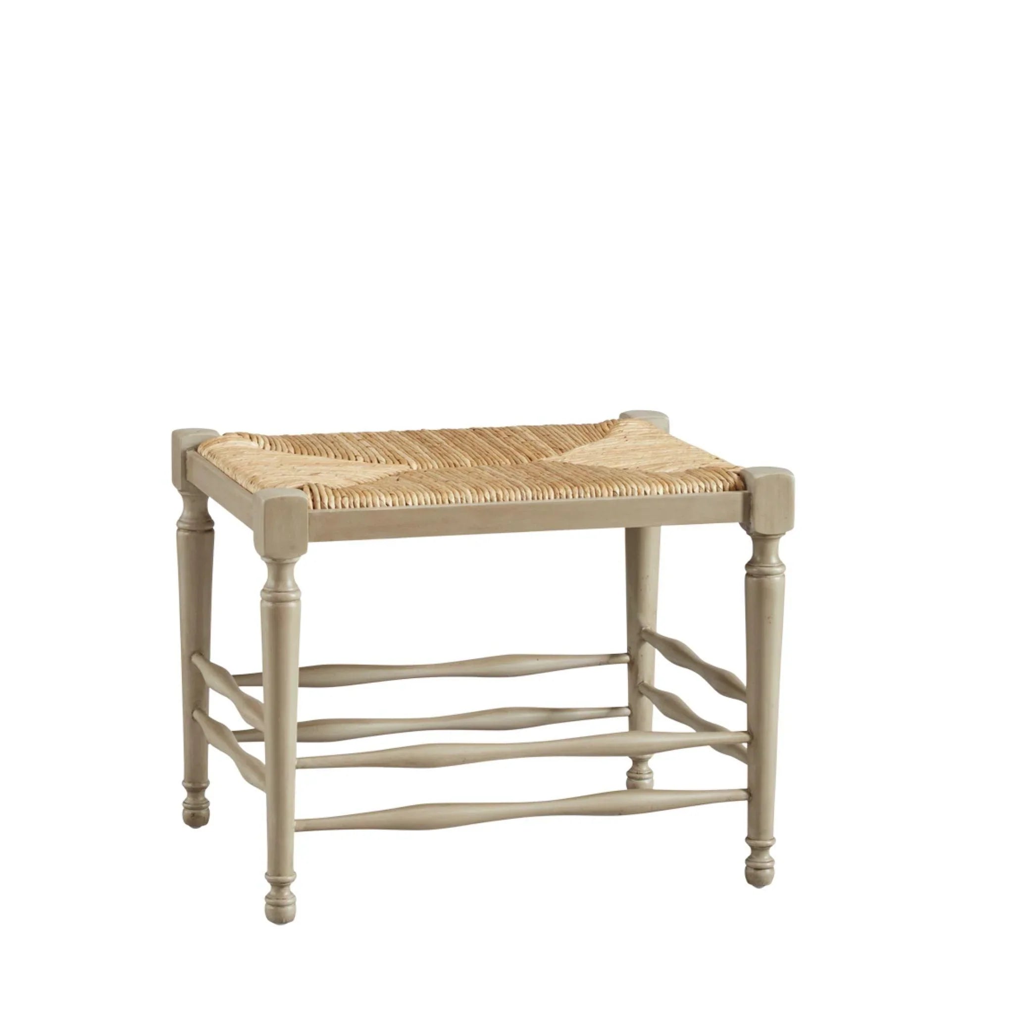 Traditional Jacobean Beige Single Seat Reed Bench