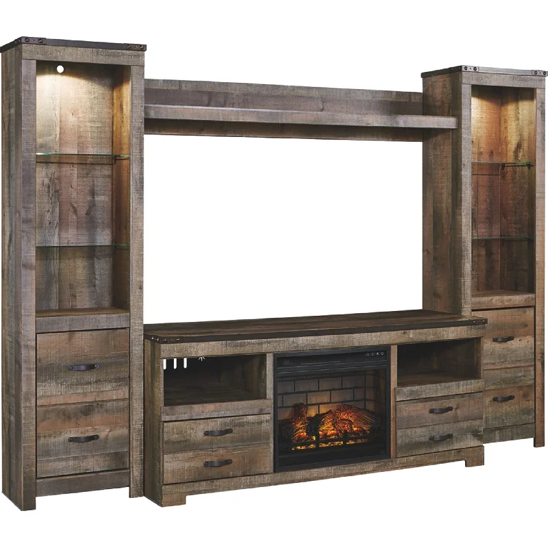 Trinell Entertainment Unit with Fireplace - Brown