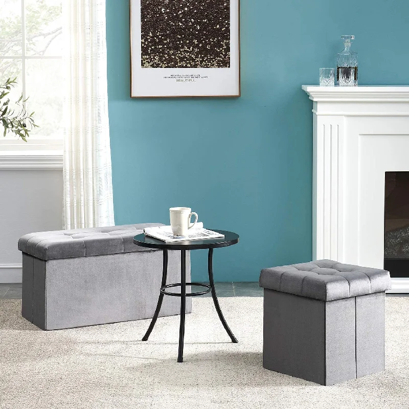 VECELO Tufted Velvet Ottoman Foot Stool