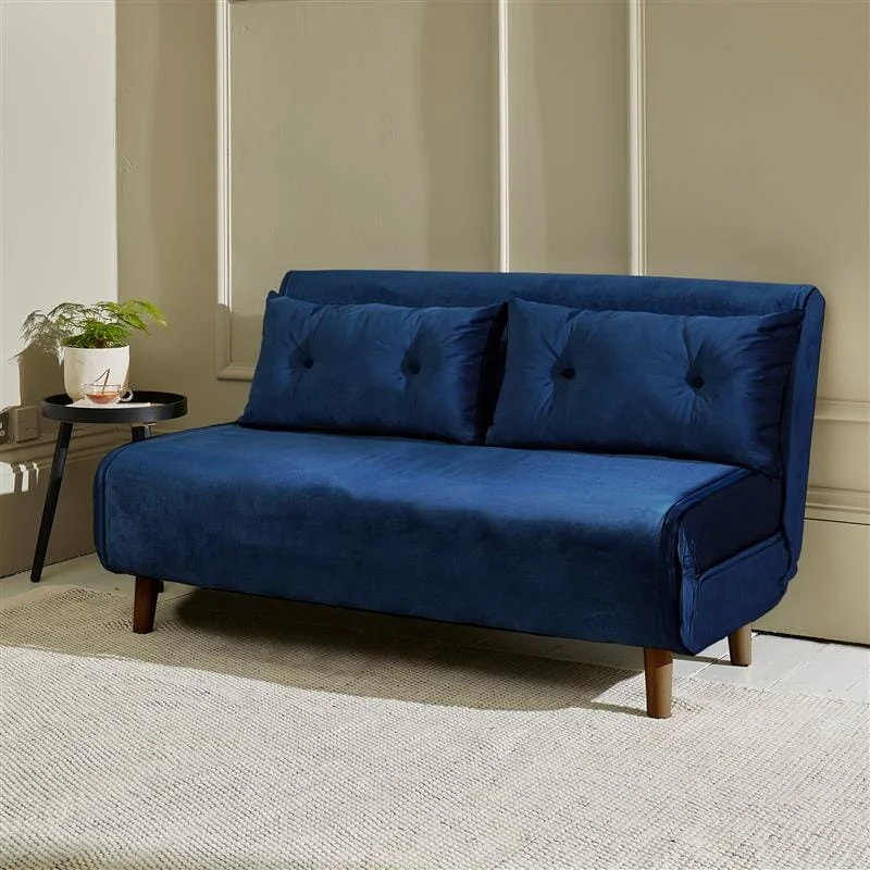 Una Double Sprung Sofa Bed - Blue - Velvet