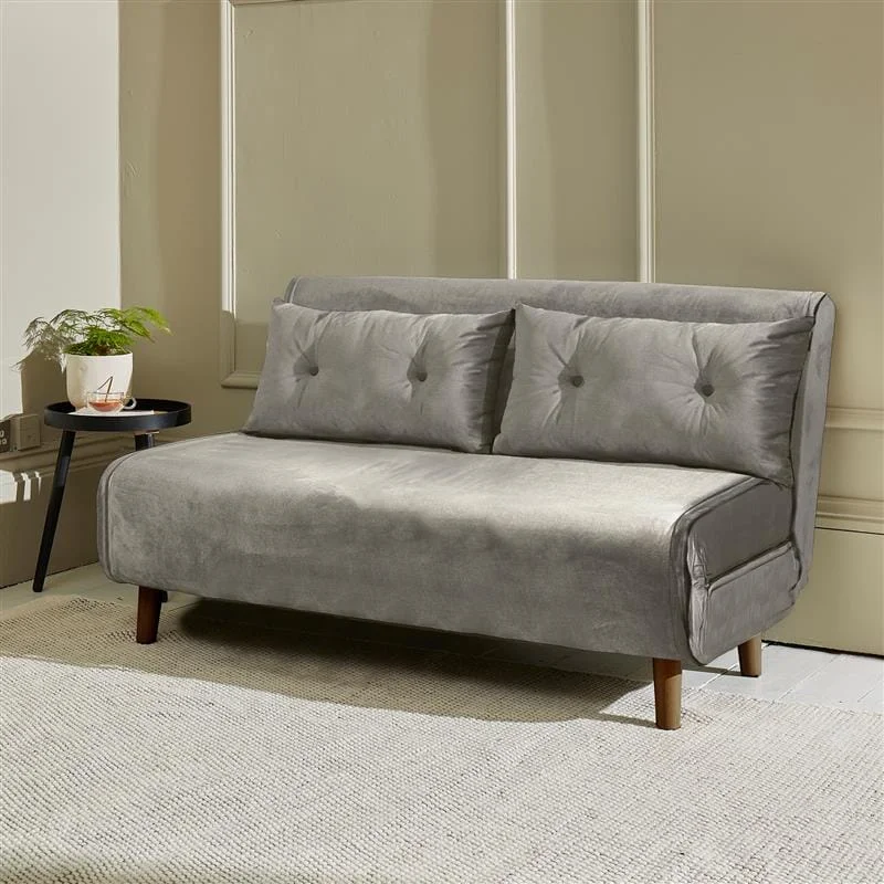 Una Double Sprung Sofa Bed - Grey - Velvet