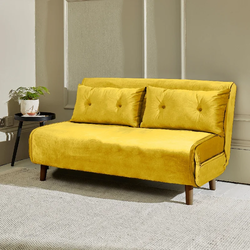 Una Double Sprung Sofa Bed - Yellow - Velvet