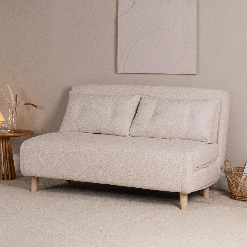 Una Double Teddy Sprung Sofa Bed - Warm White