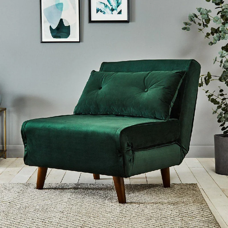 Una Single Sprung Sofa Bed - Green - Velvet