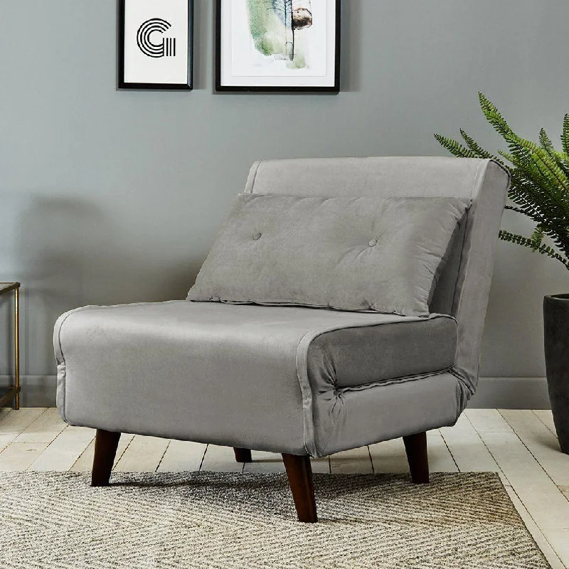 Una Single Sprung Sofa Bed - Grey - Velvet