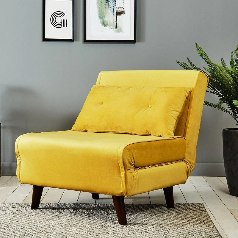 Una Single Sprung Sofa Bed - Mustard Yellow