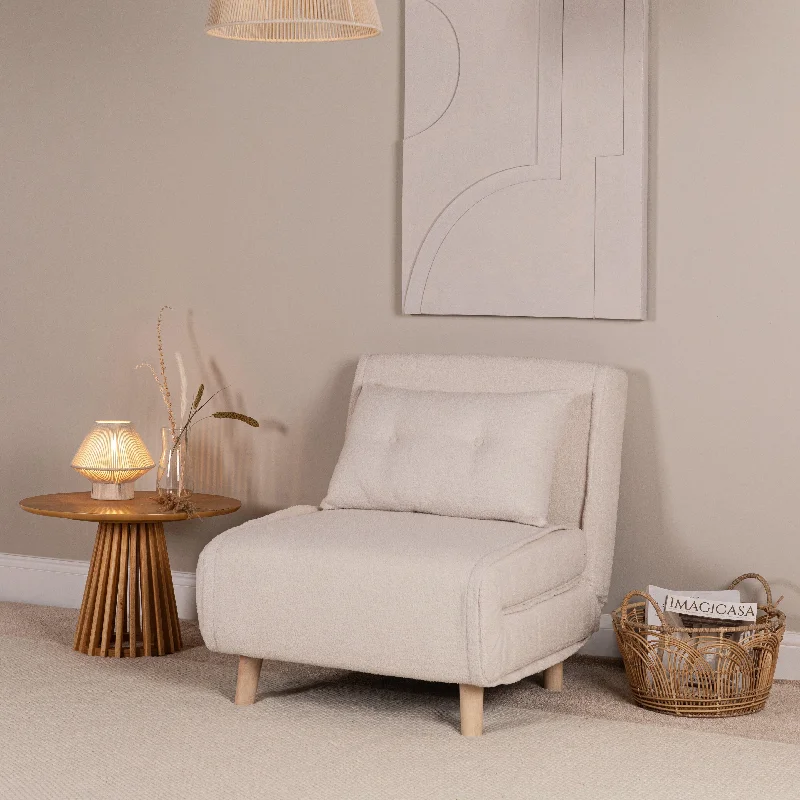 Una Single Teddy Sprung Sofa Bed - Warm White