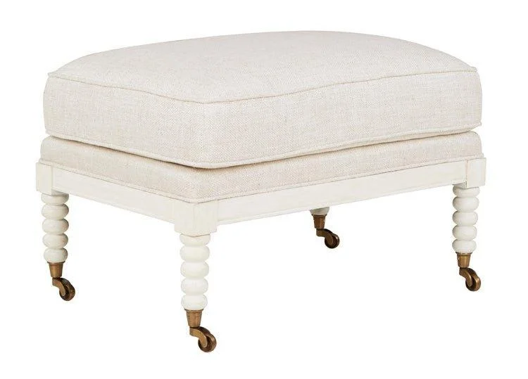 Upholstered Carved Ottoman with Castors