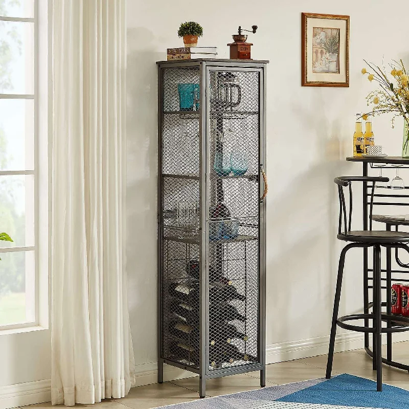 VECELO 3-Tier Wine Racks Cabinet with Door