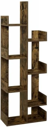 VECELO Tree Bookshelf, Geometric 8 Shelf Tree Bookcase Wood Bookshelves Display