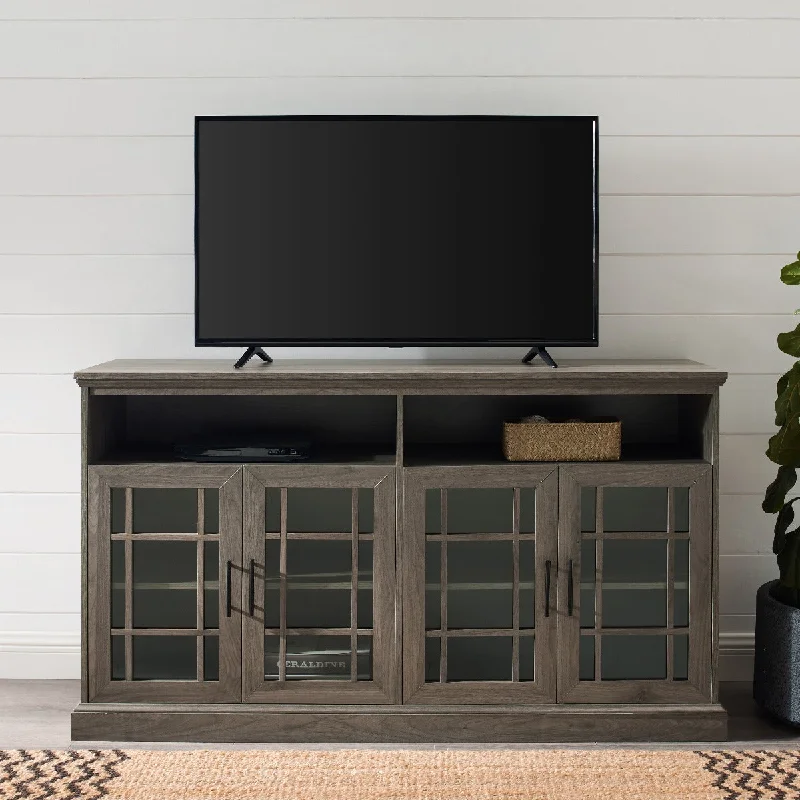 Walker Edison 58" Classic Glass Door TV Console - Slate Grey