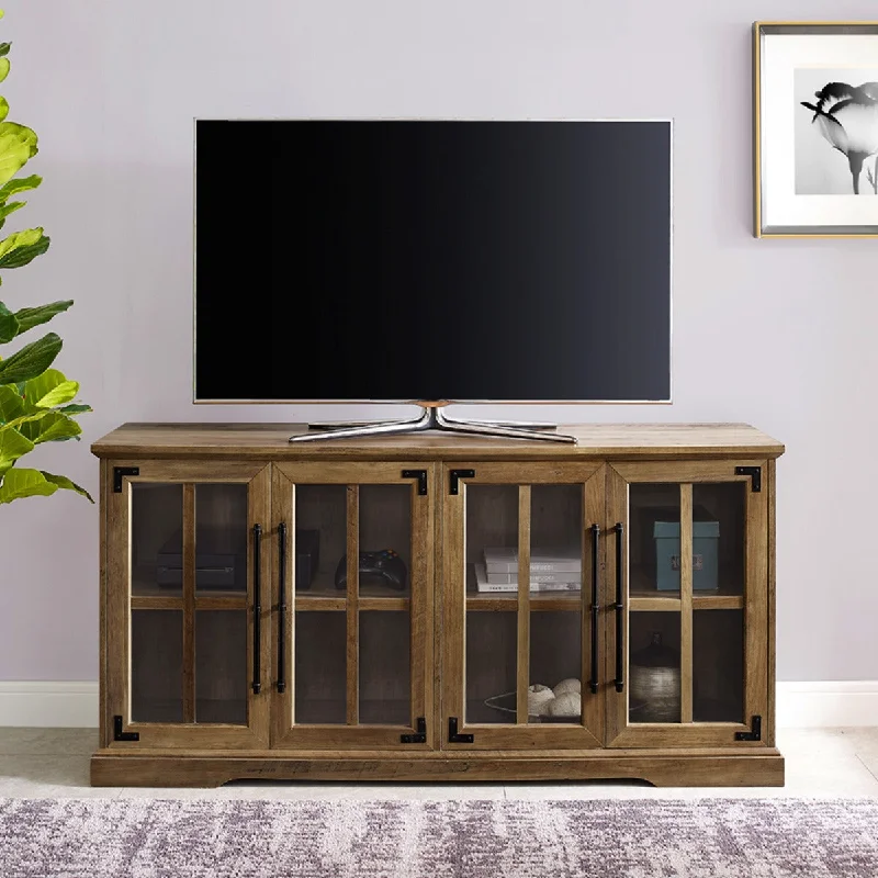 Walker Edison 58" Farmhouse 4-Door TV Console - Reclaimed Barnwood