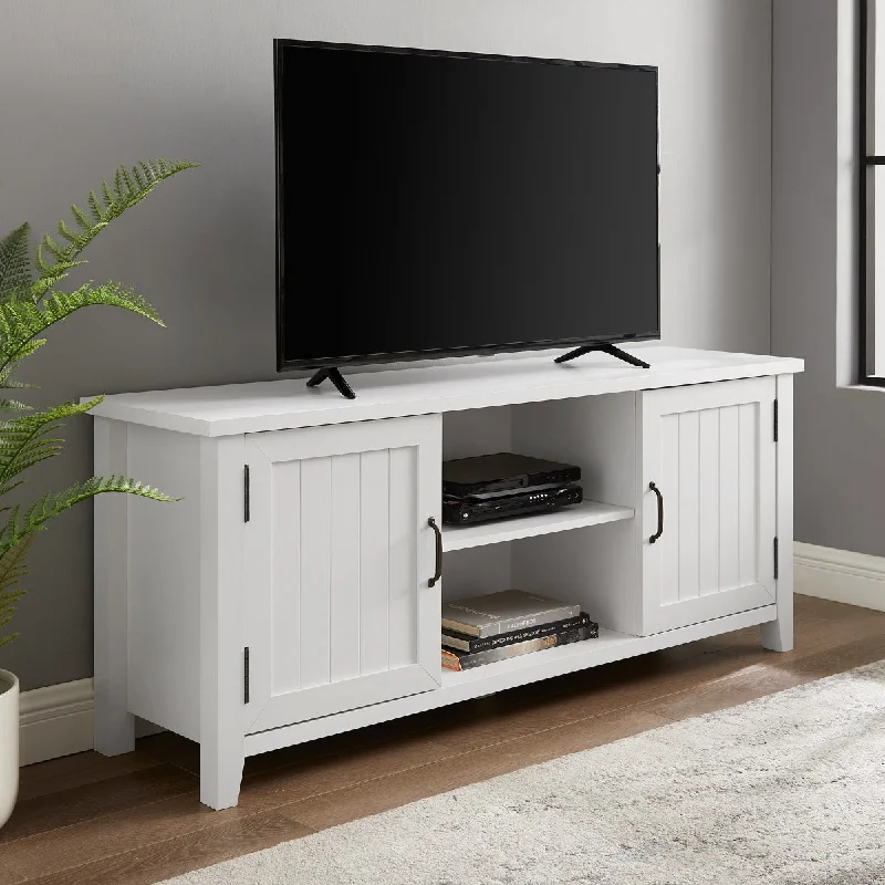 Walker Edison 58" Grooved Door TV Console - Solid White