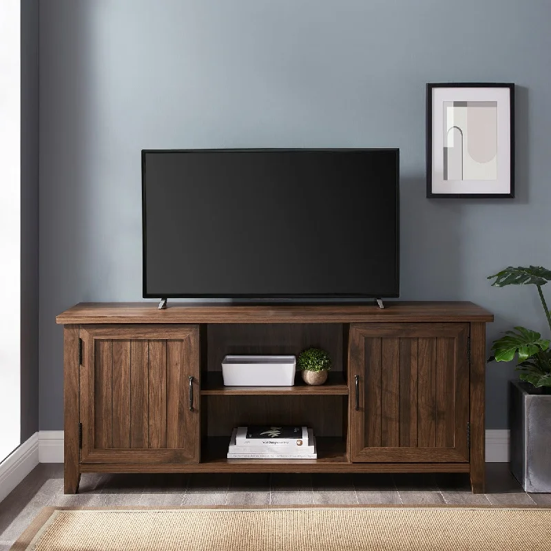 Walker Edison 58" Modern Farmhouse TV Stand - Dark Walnut