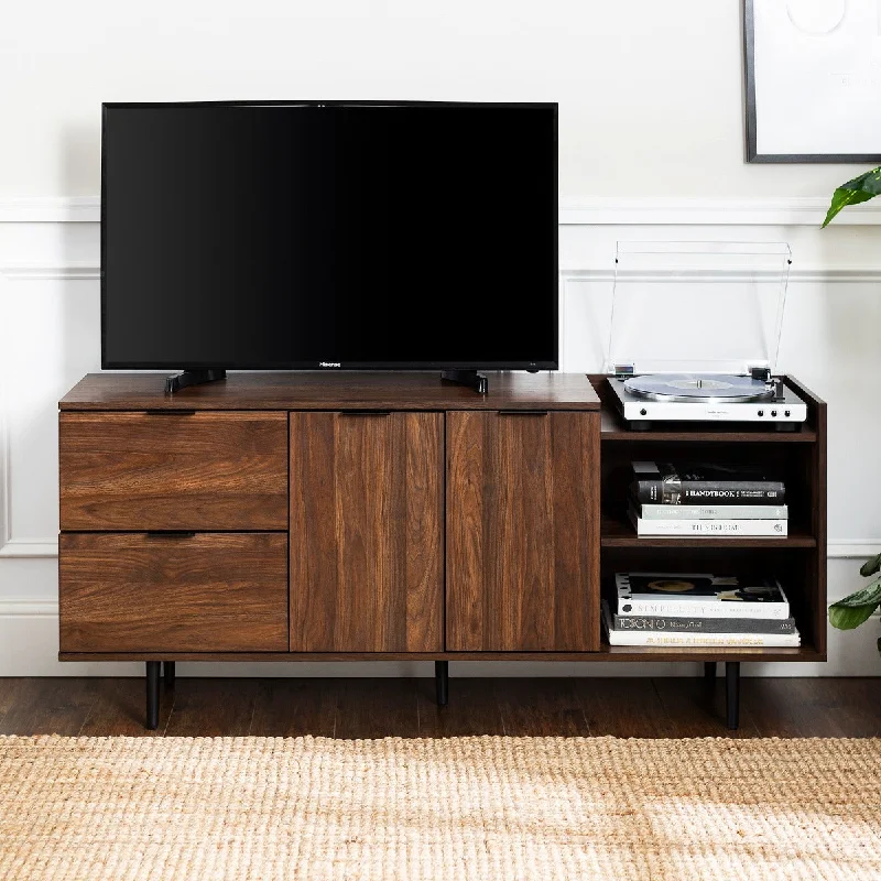 Walker Edison 58" Modern Storage TV Stand - Dark Walnut