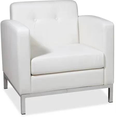 White Arm Chair, 28"L31"H, Built-in Arms, Leather Seat, Collection: Wall Street Series - $190