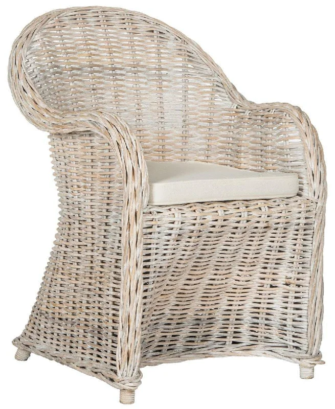 White Washed Wicker Club Chair