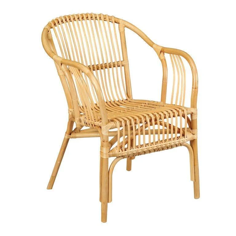 Wood & Rattan Wrapped Arm Chair