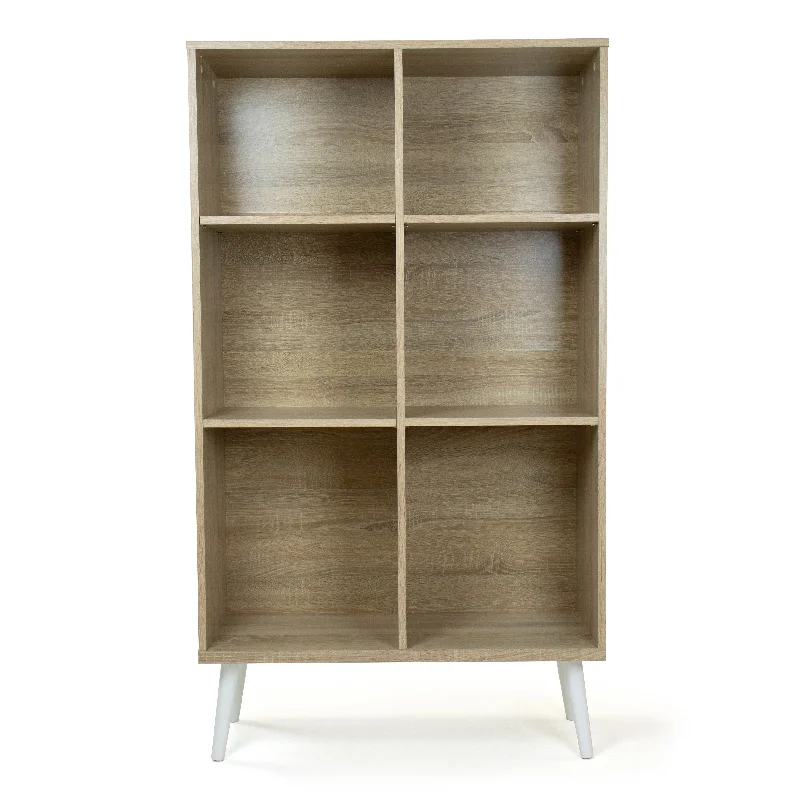 Stockholm Bookcase with Adjustable Shelving Storage Bookshelf, Oak/White