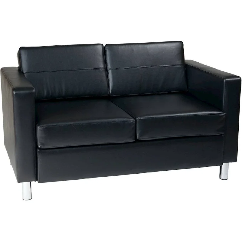 WorkSmart Ave Six Pacific Vinyl Loveseat Black