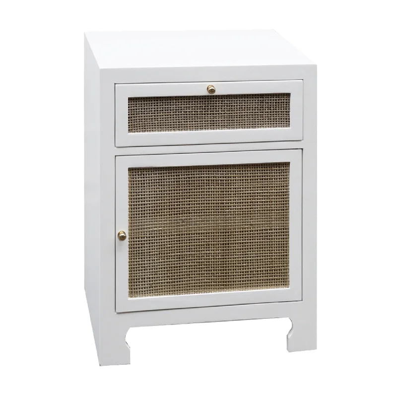 White One Door Cabinet with Cane Door