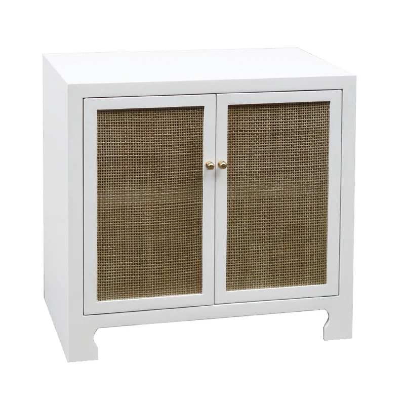 White Two Door Cane Cabinet