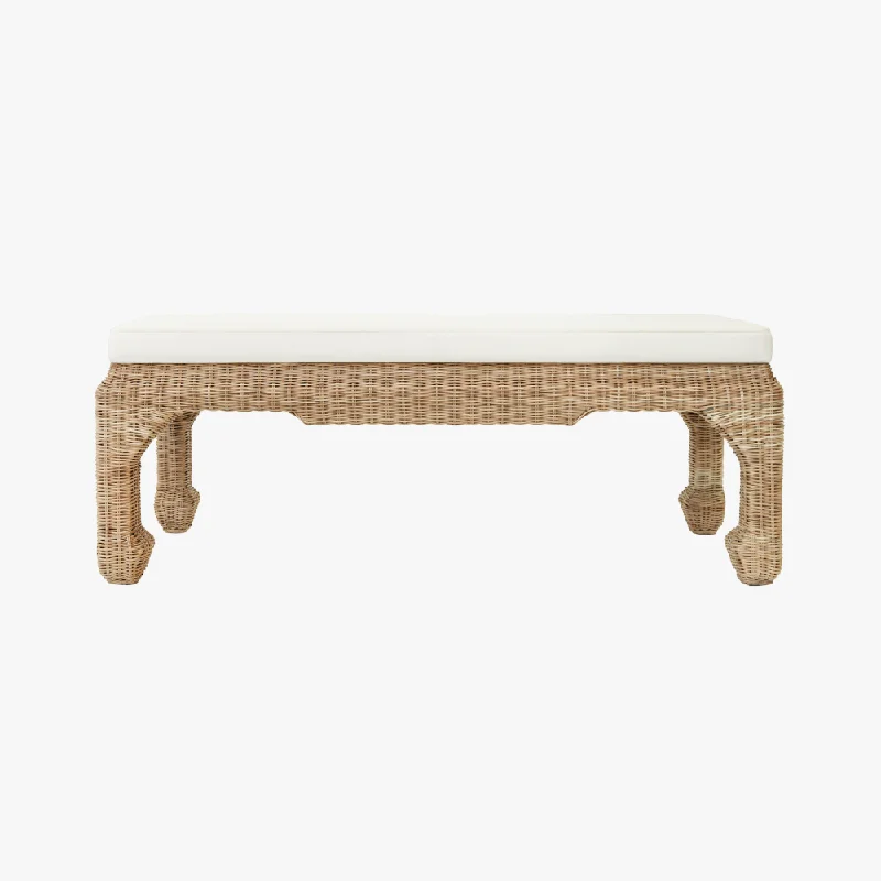 Ming Style Woven Rattan Bench