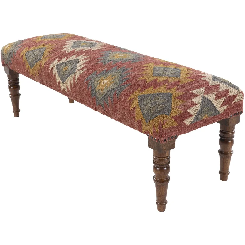 Panja Upholstered Bench in Dark Red